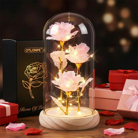 Otlonpe preserved rose under glass dome, timeless keepsake for mom or loved one.