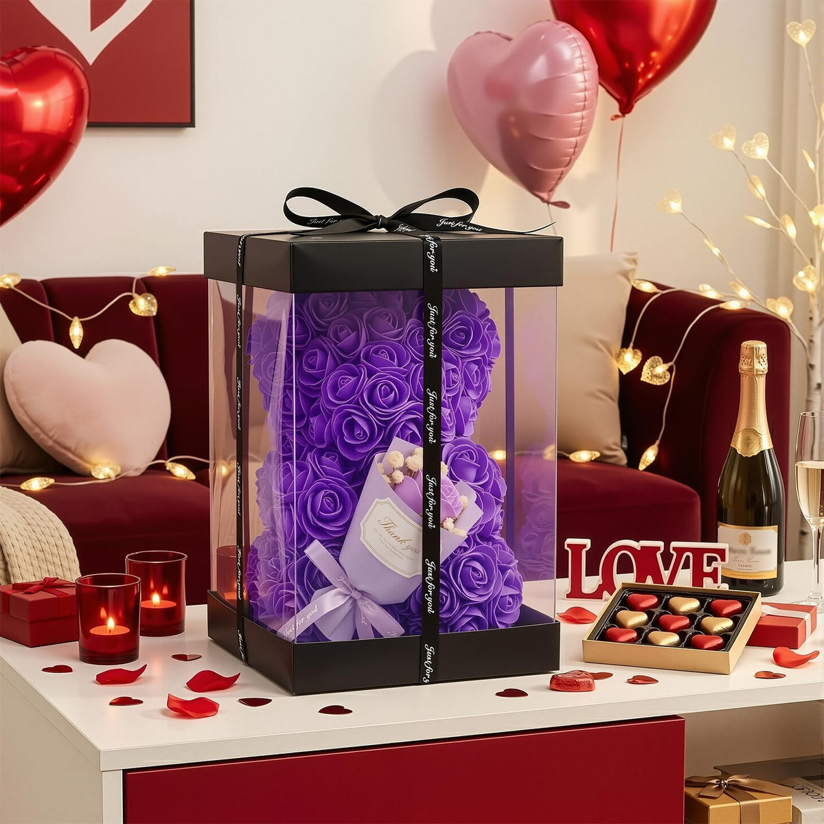 Otlonpe display-stand rose bear stays upright for elegant display