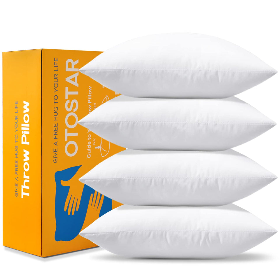 OTOSTAR 4-pack pillow inserts in 18x18 for a crisp sofa update