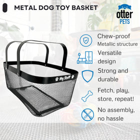 OtterPets chew-proof basket with metal handles keeps heavy chewers safer and contents secure.