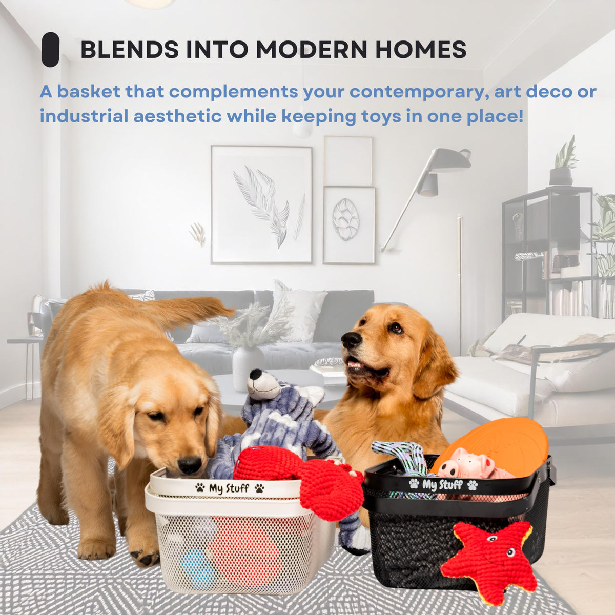 OtterPets toy organizer helps keep toys and leashes within easy reach.