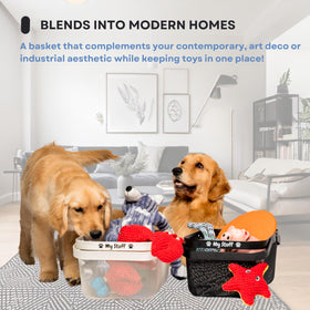 OtterPets toy organizer helps keep toys and leashes within easy reach.