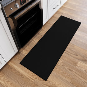 Ottomanson hallway runner 2'2" x 6' front view shows solid black design for hallways