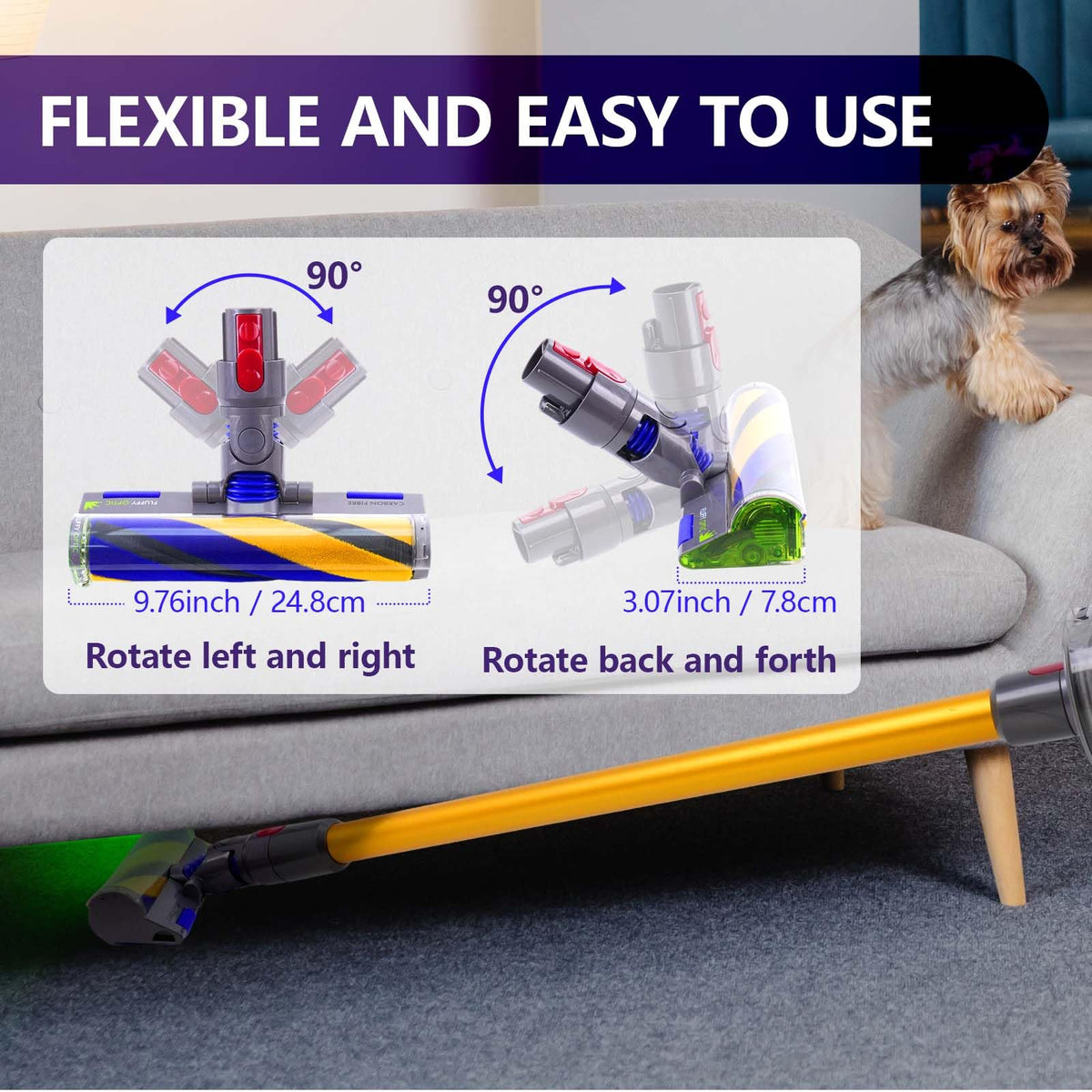 Trigger lock frees your hands during vacuuming with the OTTWL head.