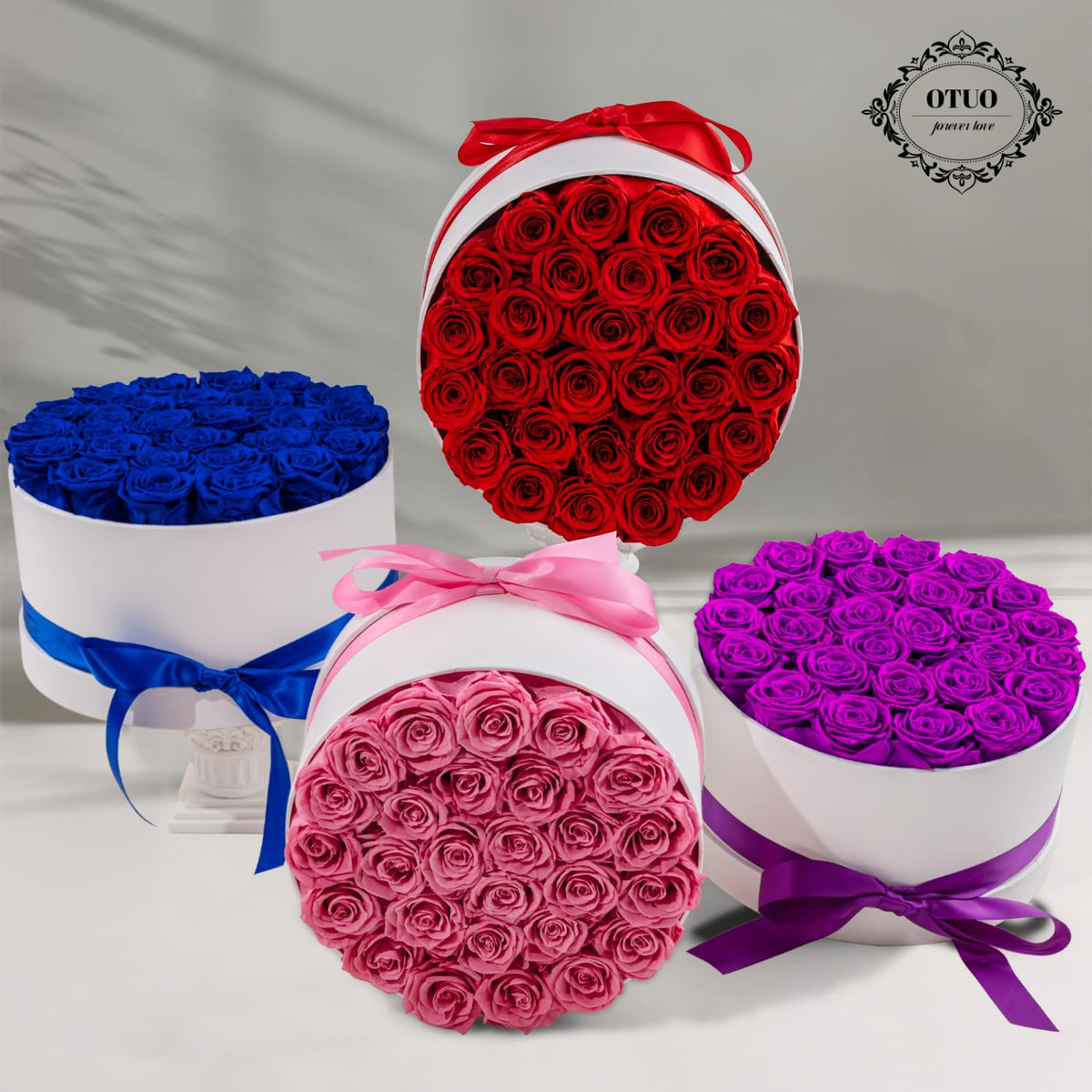 Otuo forever roses box display presents elegant gift-ready presentation.