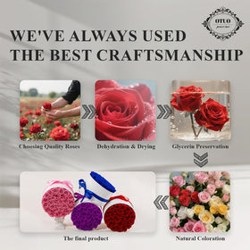 Otuo handmade preserved rose detail highlights artisan craftsmanship.