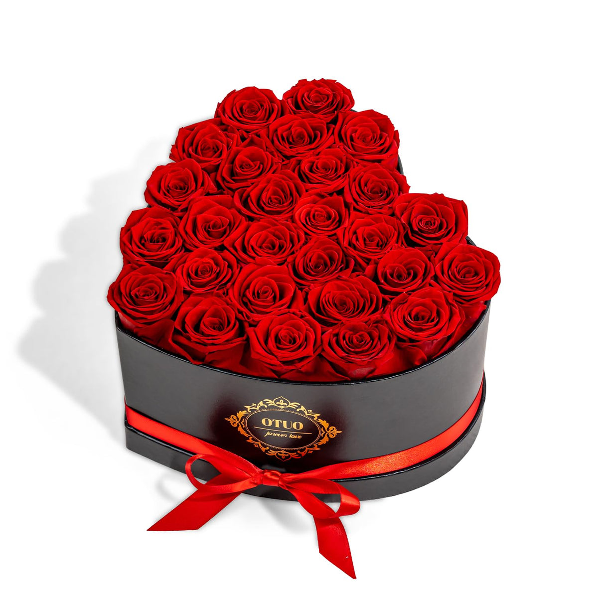 Otuo heart-shaped box with 16 preserved roses, perfect for anniversaries