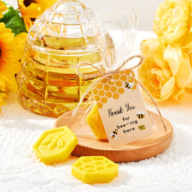 Otuuz bee-shaped soap detail emphasizes decorative pattern and fragrance.