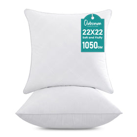 Oubonun 22x22 pillow insert front view provides plump, edge-to-edge fullness.