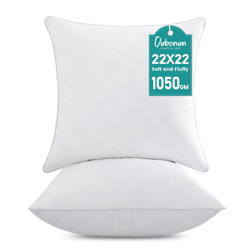Oubonun 22x22 pillow insert front view provides plump, edge-to-edge fullness.