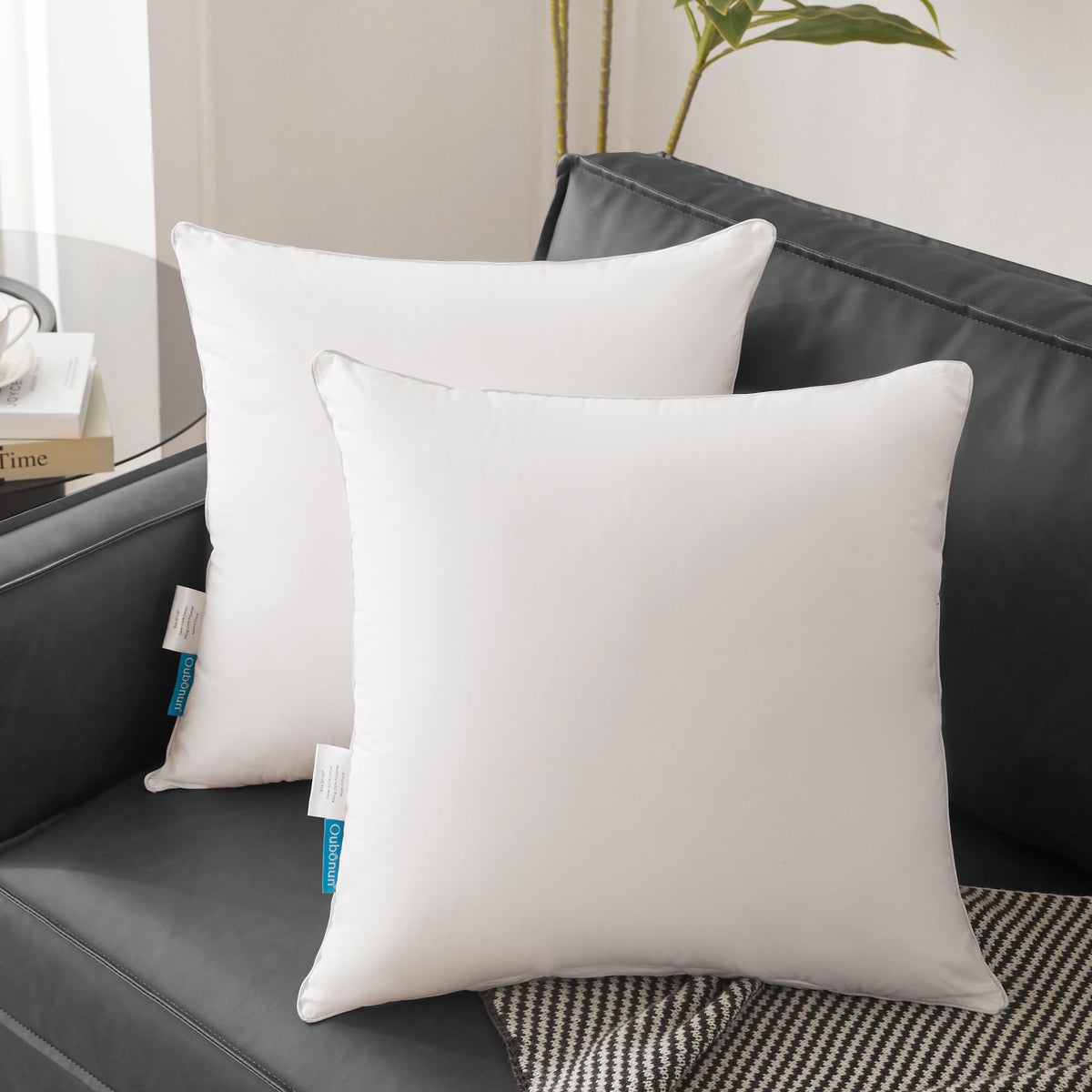 Oubonun 26x26 pillow insert dense-fill for soft, supportive back comfort.