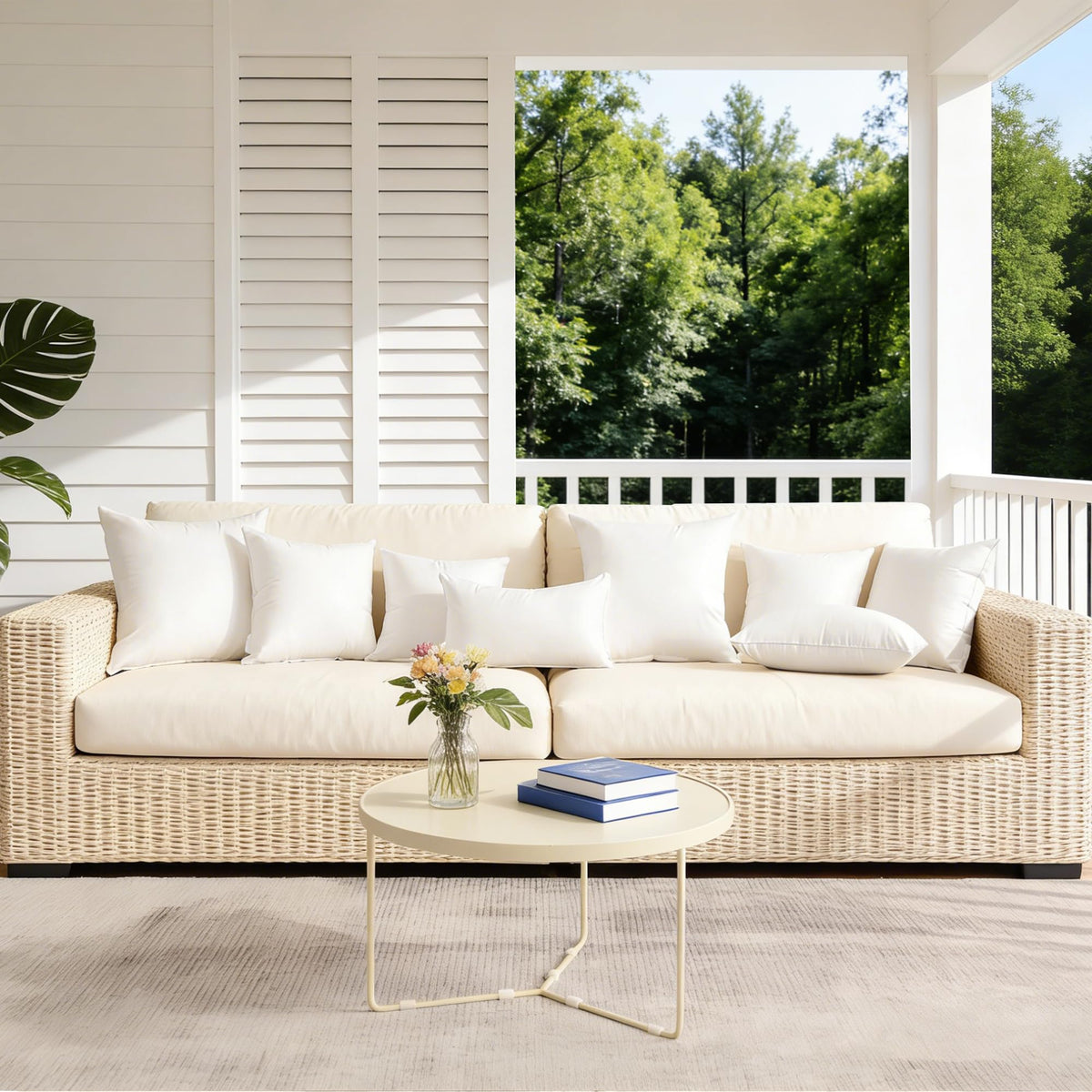 Oubonun 14x22 outdoor pillow insert side view with hidden zipper for adjustable comfort.
