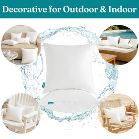 Oubonun dual-pack outdoor cushions shown being fluffed after unpacking.