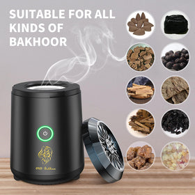 OUD Bukhoor in-car setup, easy power on the road for quick fragrance.