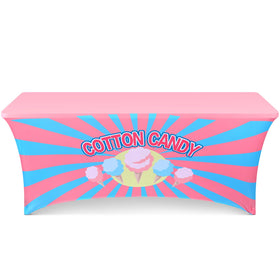 Oudain 6ft cotton candy tablecloth in pink blue pattern boosts booth visibility