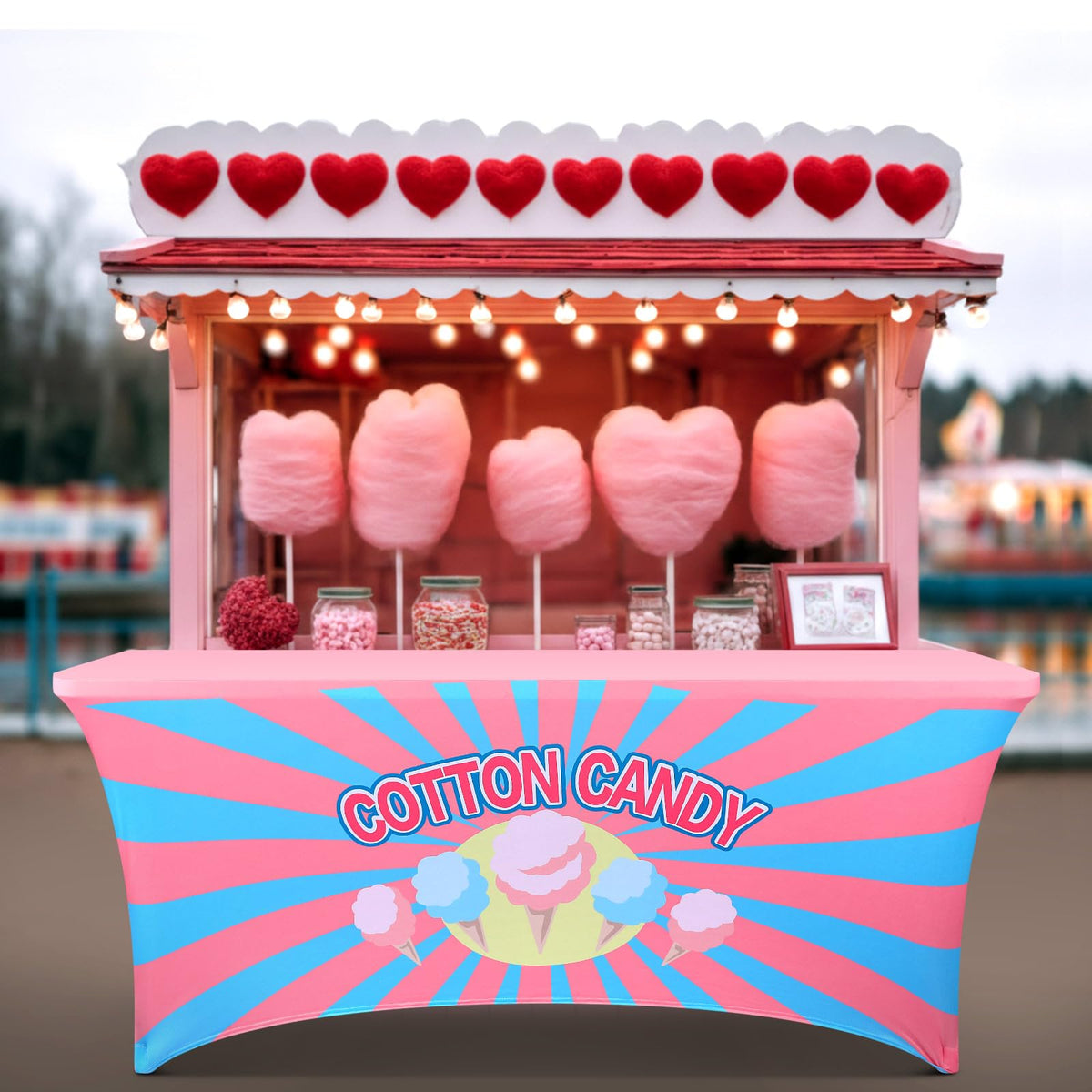 Oudain pink-blue motif enhances storefront appeal for events