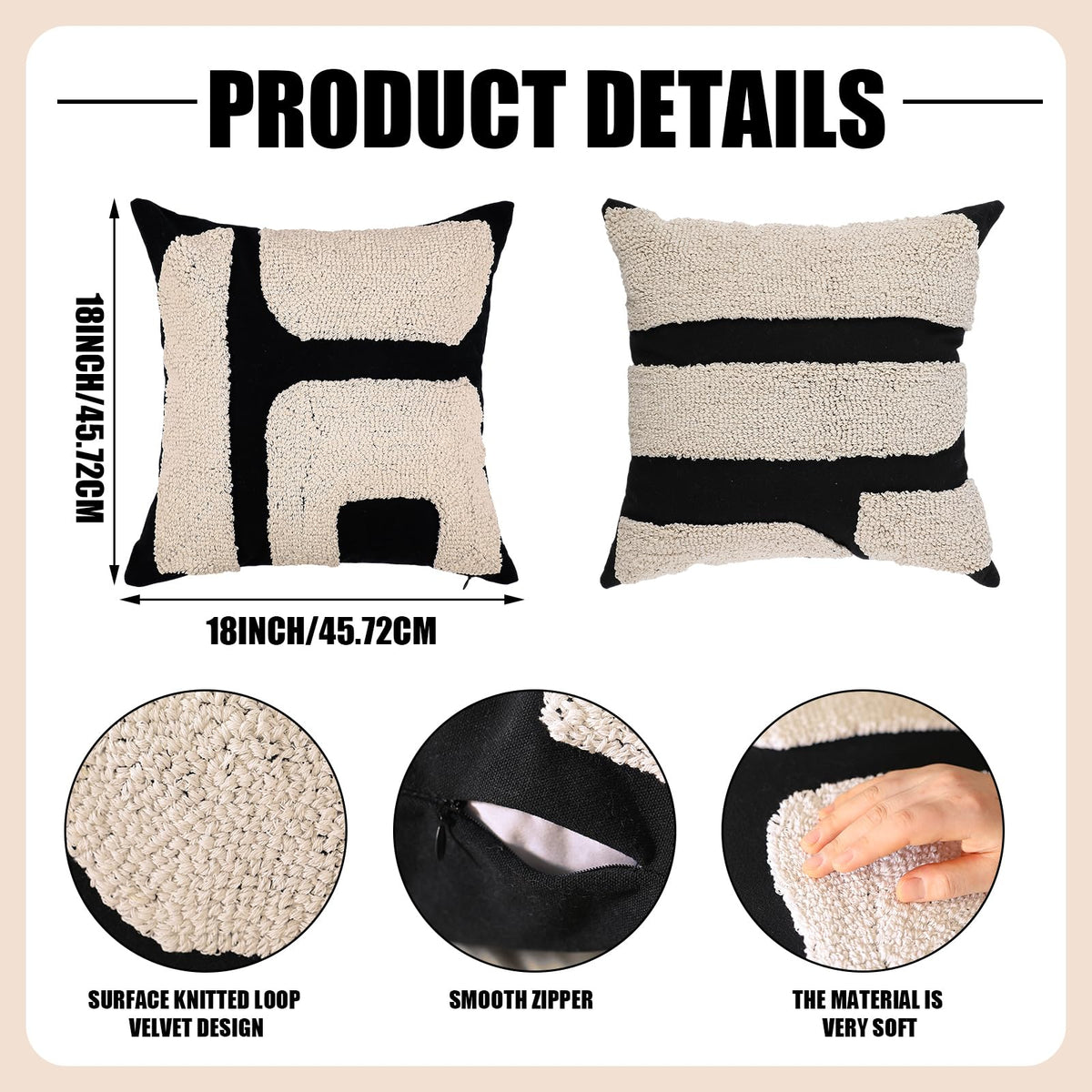 Oudain two-pillow set in black and white, ready to unify living room decor