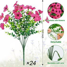 Ouddy Decor rose red outdoor flowers with seven stems for versatile vase displays.