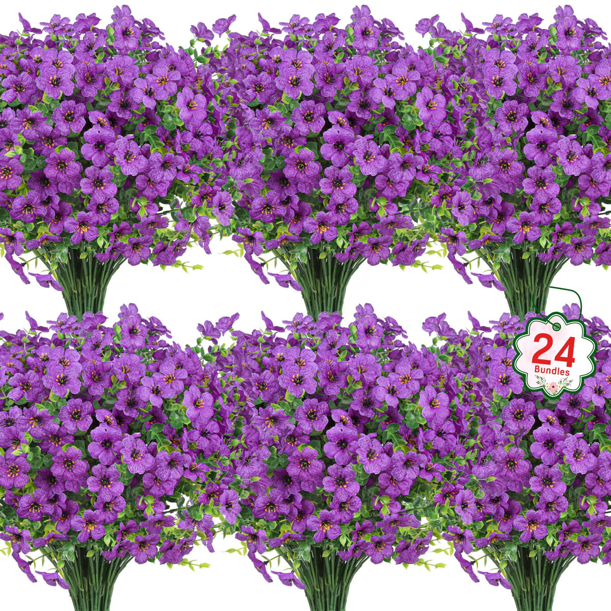 Ouddy Decor 24 bundles outdoor flowers purple add vibrant year-round garden color.