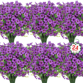 Ouddy Decor 24 bundles outdoor flowers purple add vibrant year-round garden color.