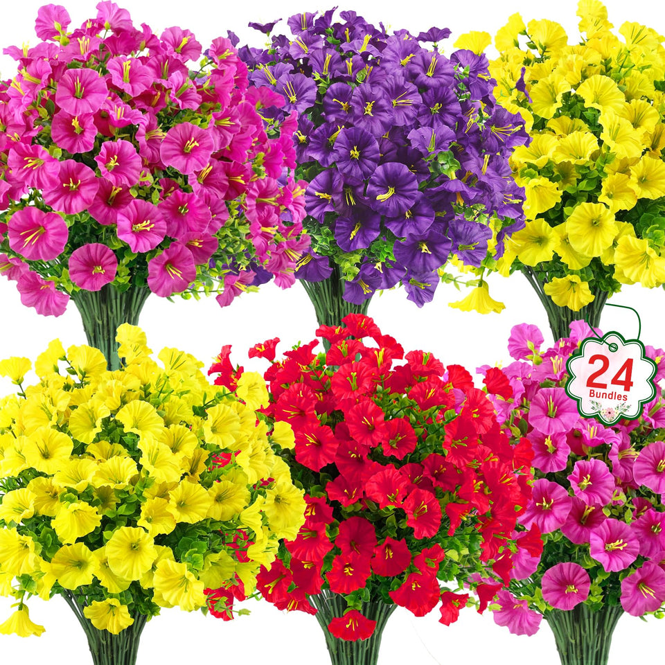 Ouddy Decor 24-bundle outdoor flowers brighten porches with low-maintenance charm.