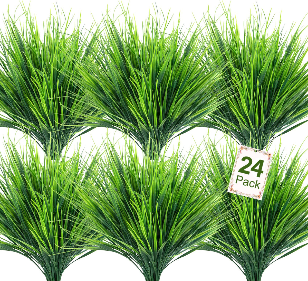 Ouddy Decor 24 bundles wheat grass outdoor; vibrant, UV-resistant greenery for patios.
