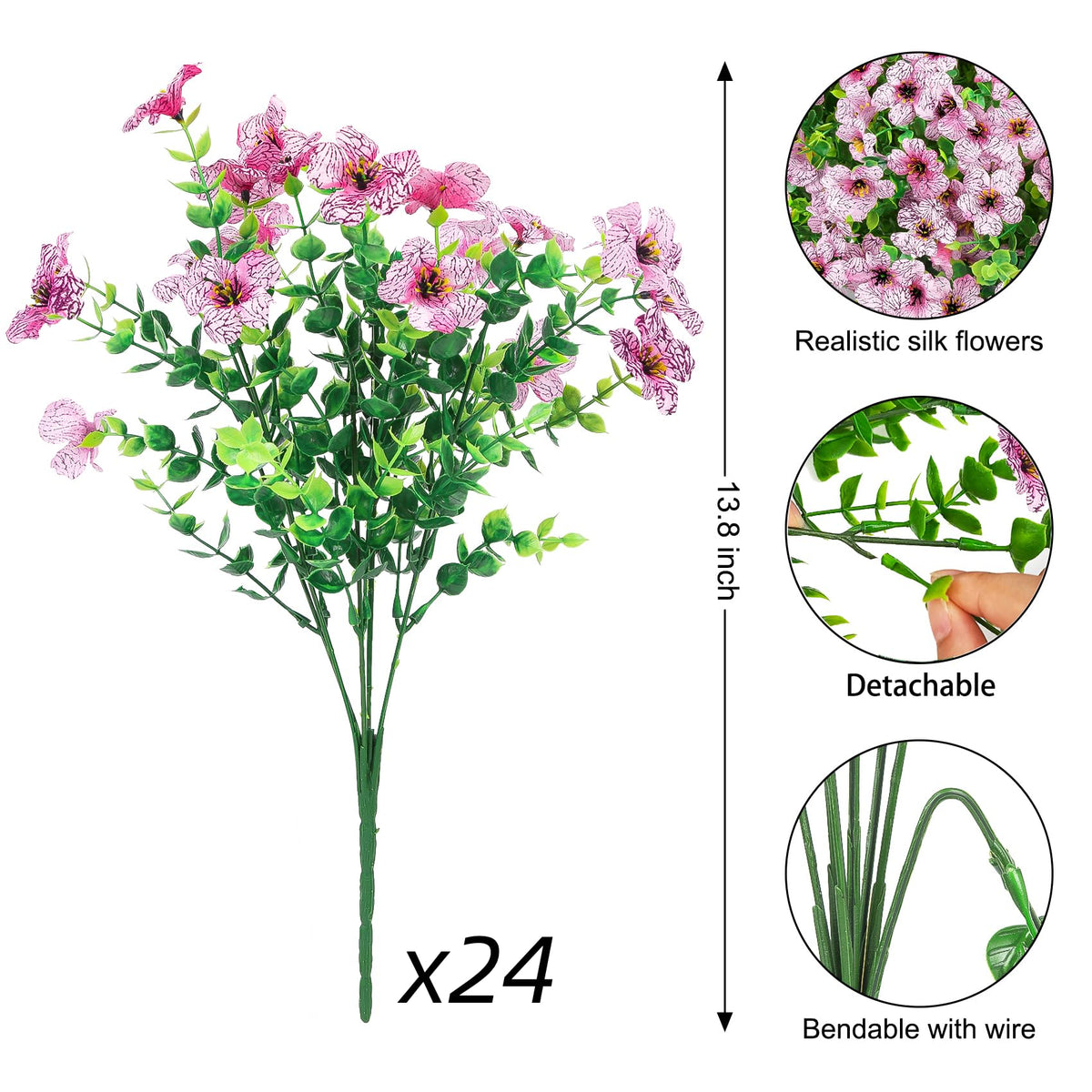 Ouddy Decor artificial flowers with 7 flexible stems for creative vase arrangements.