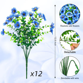 Ouddy Decor artificial flowers with seven flexible blue stems for easy arrangements