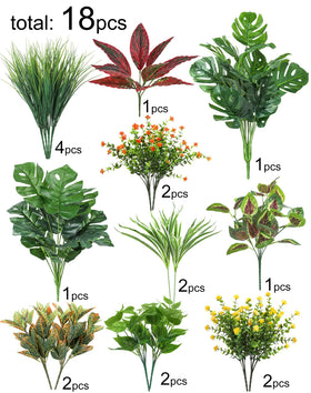 Ouddy Decor diverse artificial plants pack offers flexible styling for balconies.