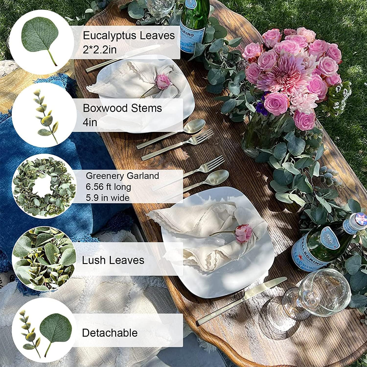 Ouddy Decor eucalyptus garland with dense stems for full, photogenic greenery.