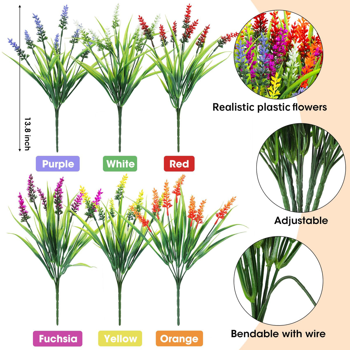 Ouddy Decor faux lavender flowers for outdoor garden; low-maintenance color boost.