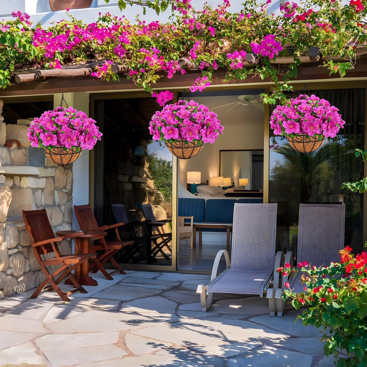 Ouddy Decor fuchsia artificial azalea brings color without maintenance.