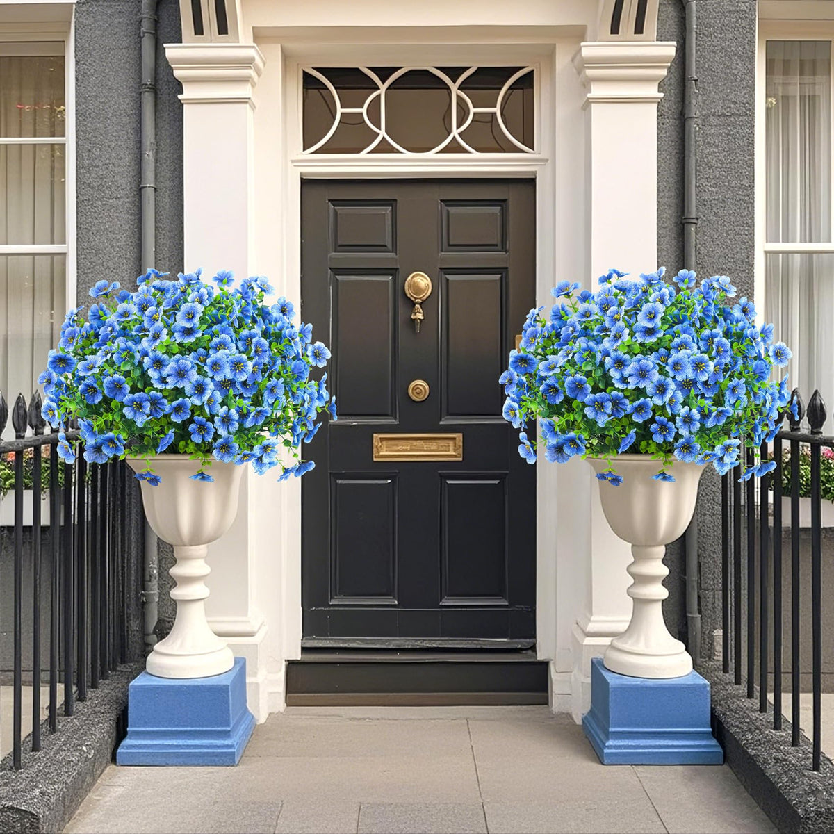 Ouddy Decor indoor-outdoor blue flowers suitable for porch, garden, and table decor