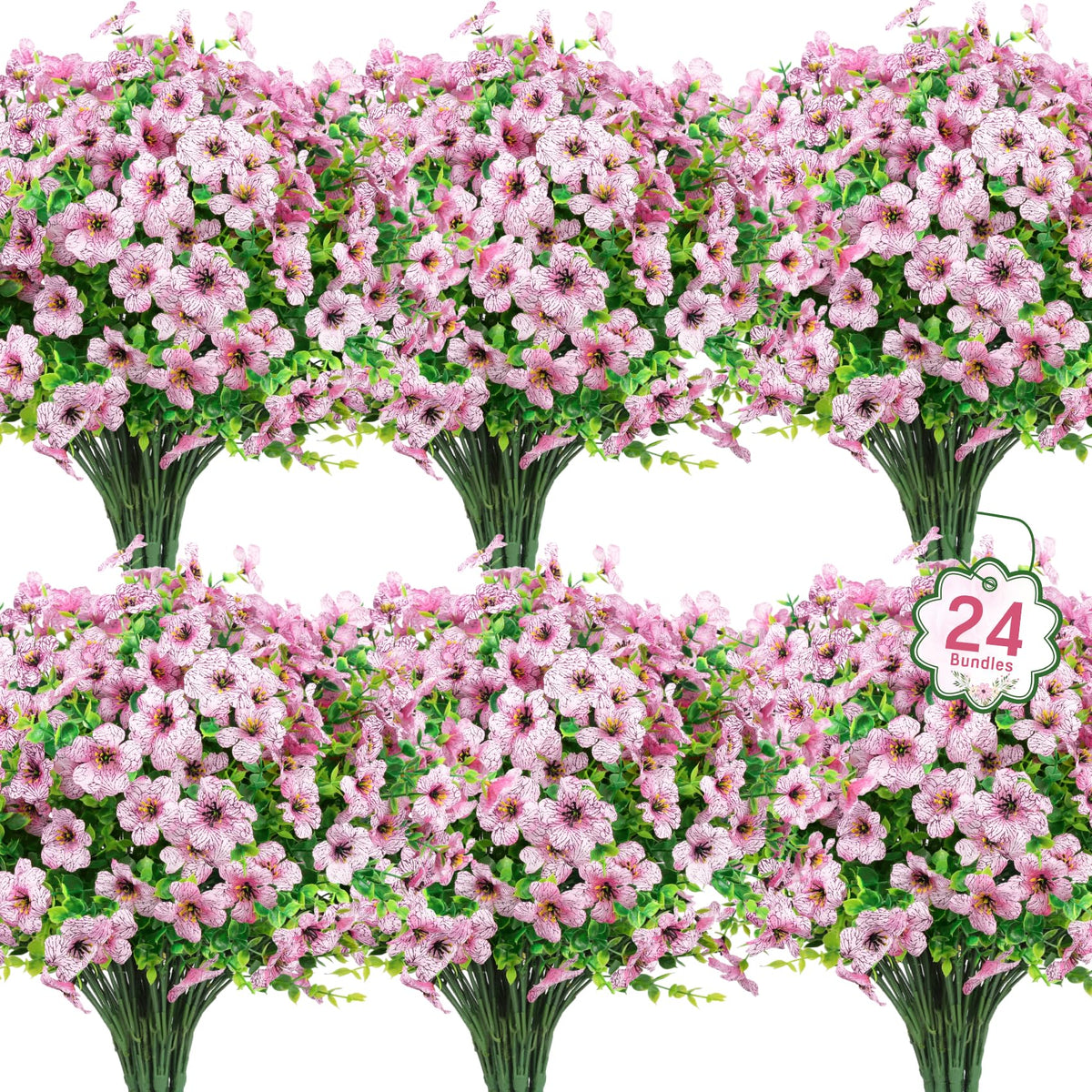 Ouddy Decor pink outdoor artificial flowers bundle for vibrant garden displays.