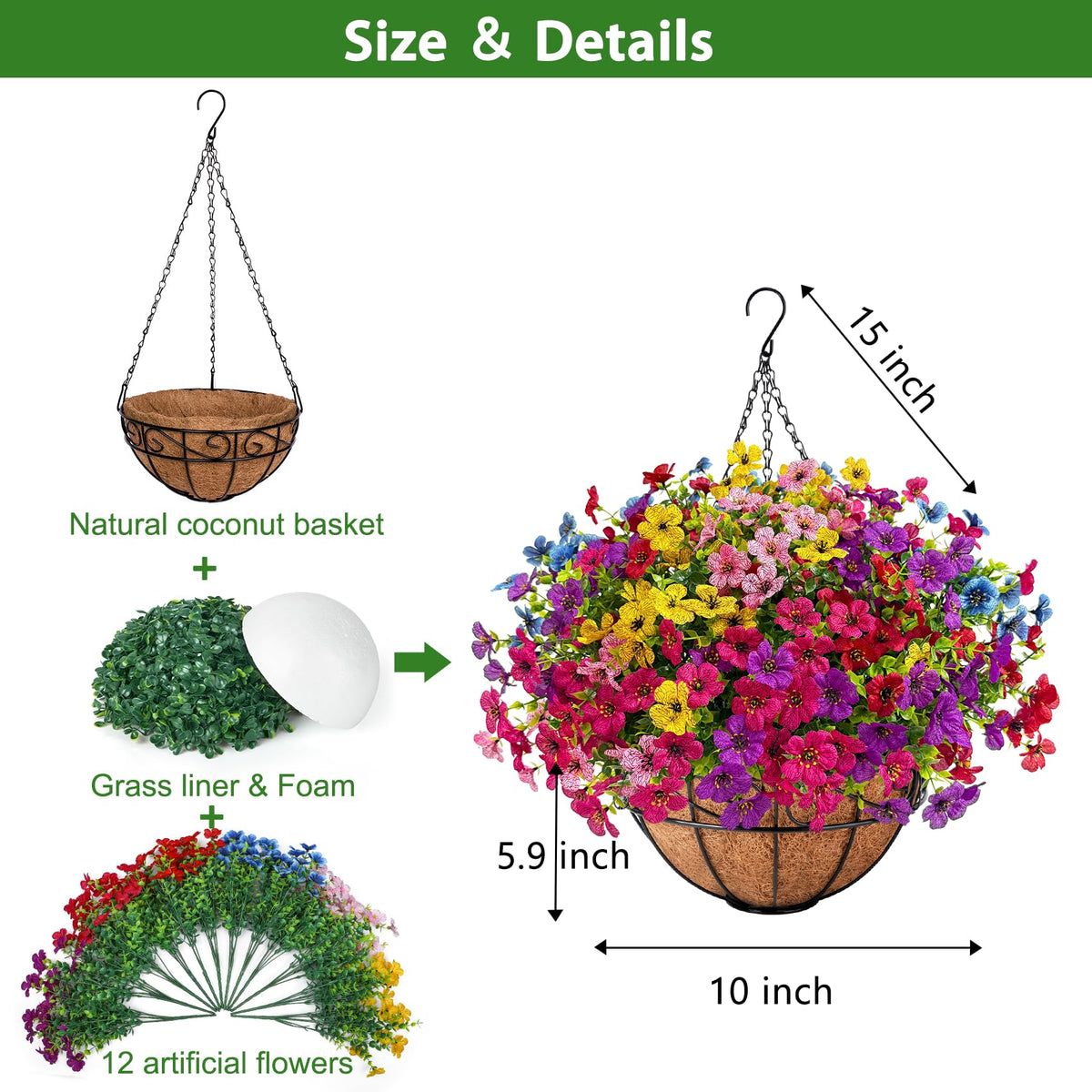 Ouddy Decor semi circular grass ball displays natural focal point to porches and windows.