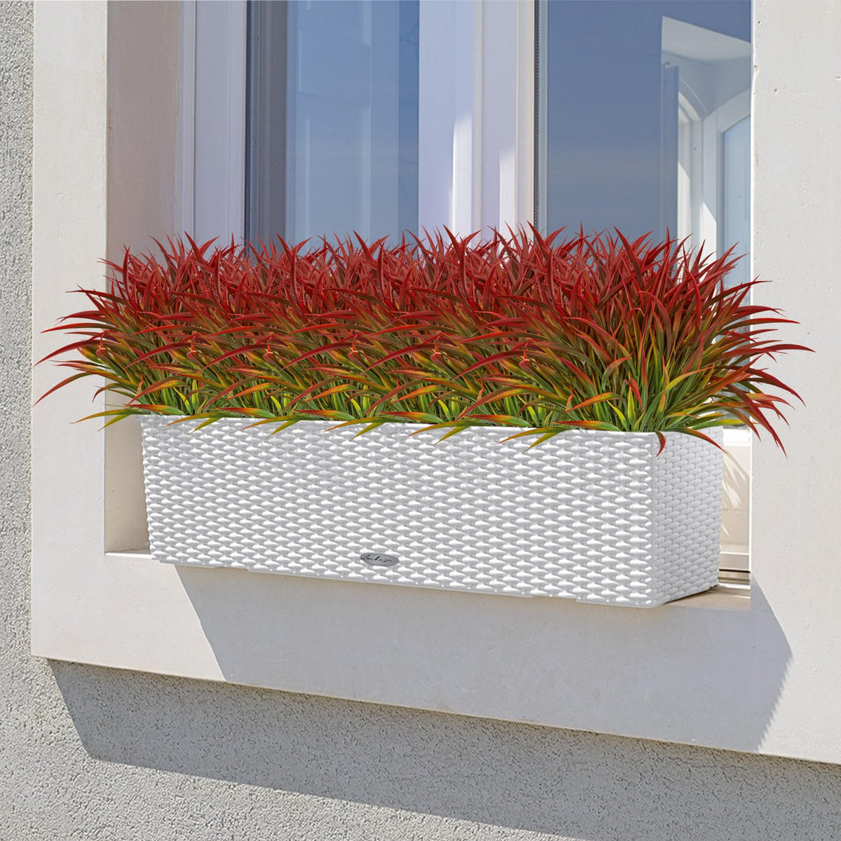 Ouddy Decor window box greenery ideal for curb appeal and color.