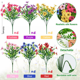 Ouddy Decor purple mix artificial flowers evoke lively garden vibes.