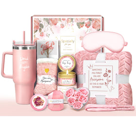 Oufrenn birthday gift basket with luxury blanket for a cozy spa moment