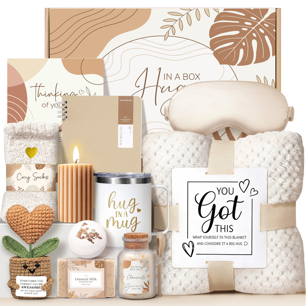 Oufrenn gift basket for women with hug-in-a-box concept, offering a thoughtful pick-me-up