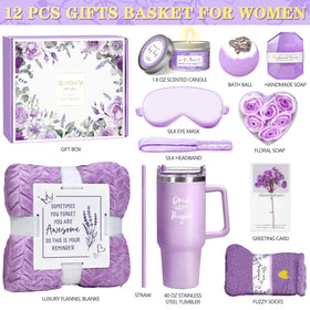 Oufrenn spa gift basket with lavender candle and cozy essentials for relaxation
