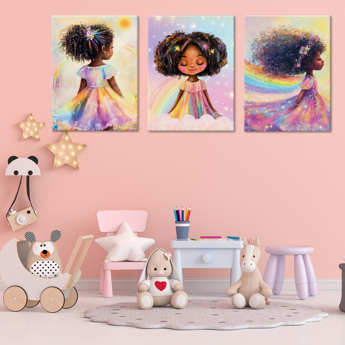 ouiytws Black Girl Princess wall art backdrop for birthdays and playful themes