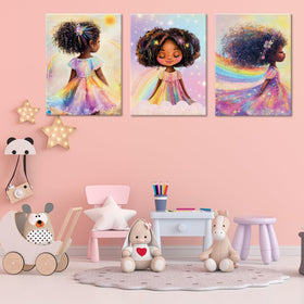 ouiytws Black Girl Princess wall art backdrop for birthdays and playful themes