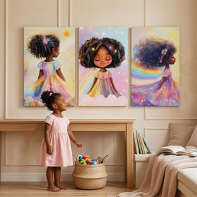 ouiytws Rainbow hair girl poster with starry sky adds magical atmosphere to bedrooms