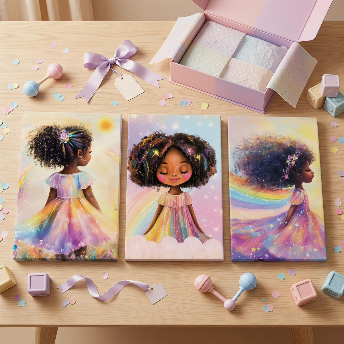 ouiytws Starry sky gradient nursery art blends golden sunrise and twilight hues