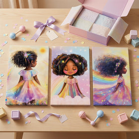 ouiytws Starry sky gradient nursery art blends golden sunrise and twilight hues