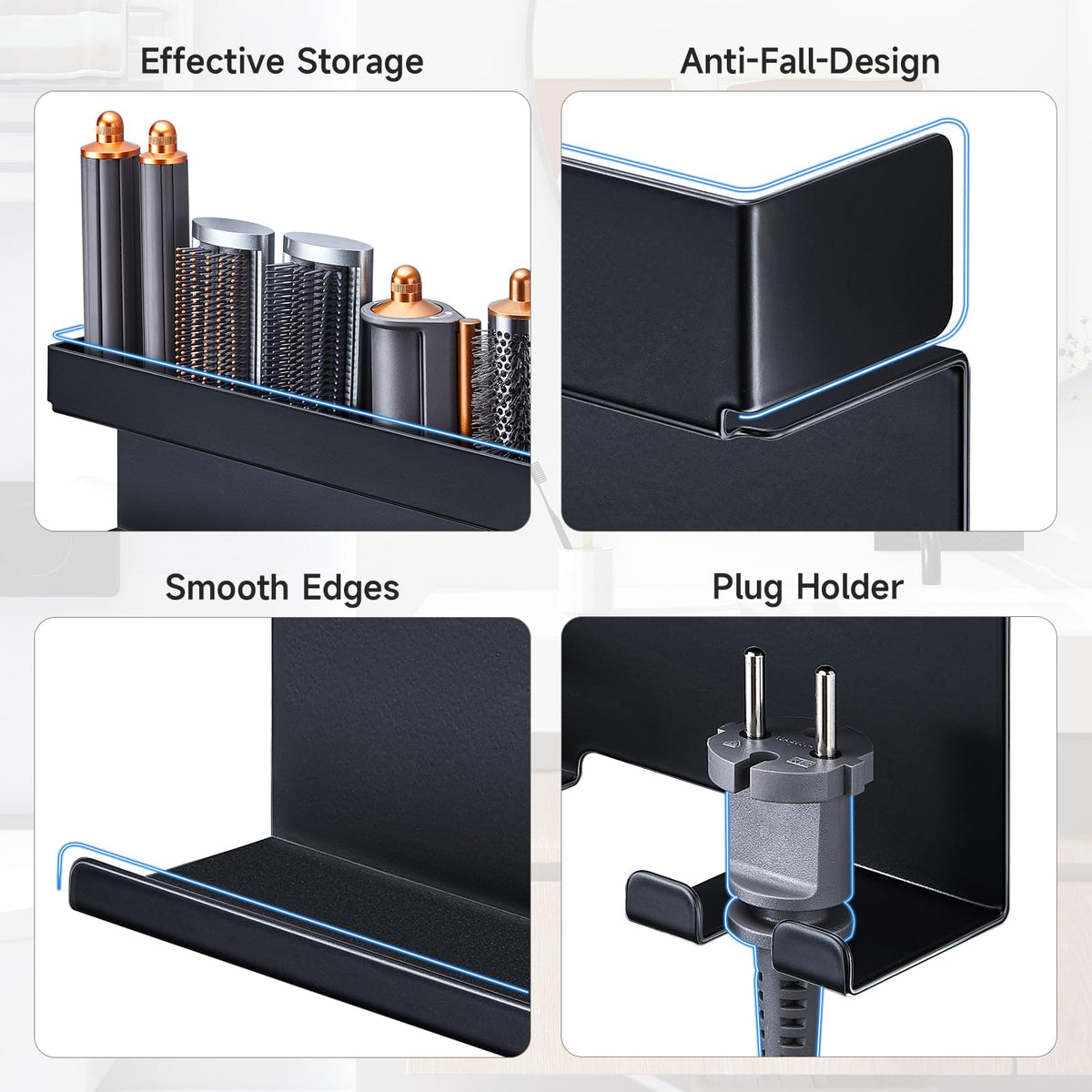 Oukimly multipurpose hair tool organizer stores rods, barrels, brushes, and cables.
