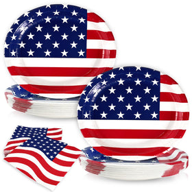 OuMuaMua American flag oval plates ready for large gatherings