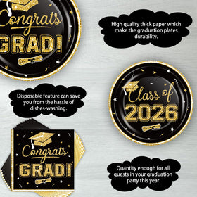 OuMuaMua black gold graduation dessert plates for stylish 7 inch servings