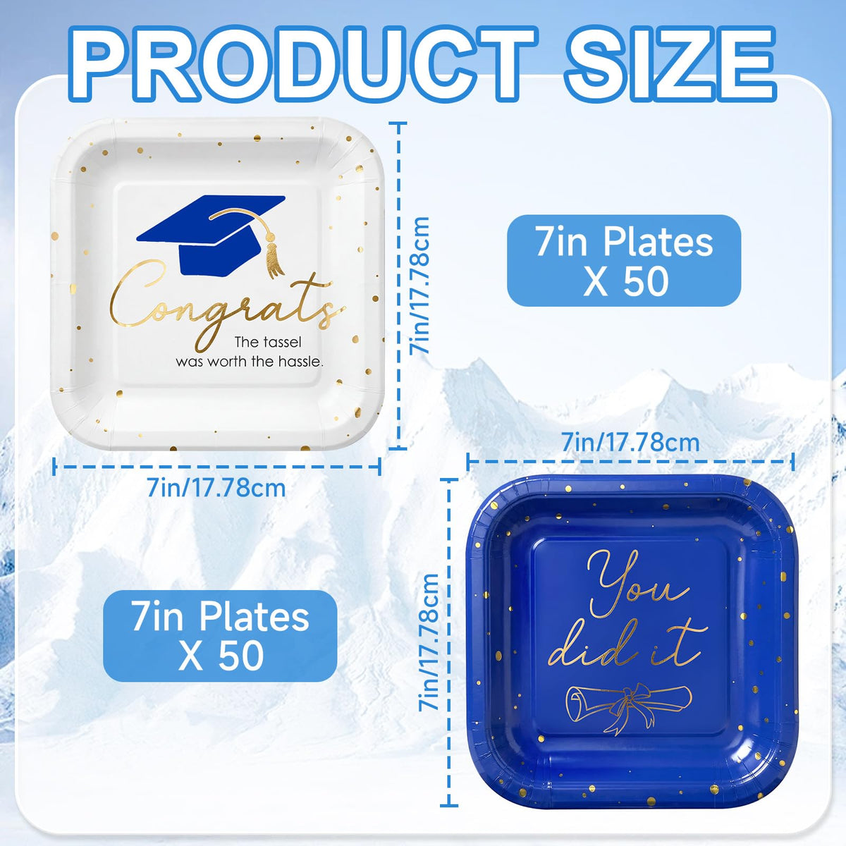 OuMuaMua foil-embossed Congrats and You Did It plates honor milestones.