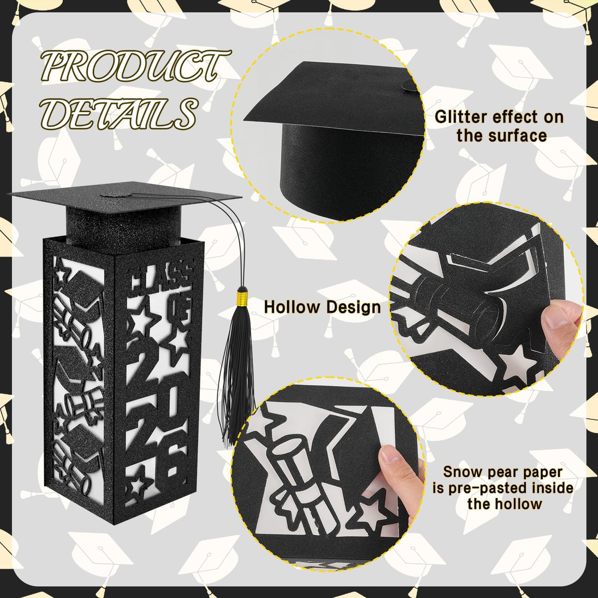 OuMuaMua glitter lantern shows snow-pearl interior detail for photo-worthy decor.